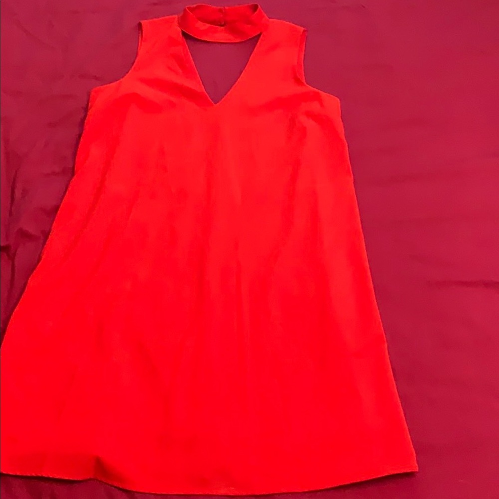 Red a line dress with collar